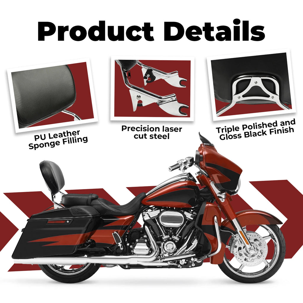 Detachable Backrest Sissy Bar Docking Hardware for Harley Road King (2014-2024)