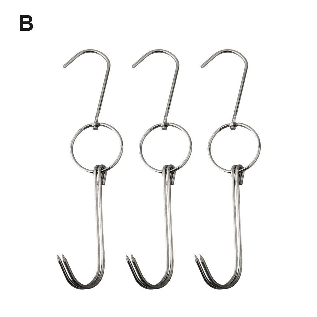Set of 2 Stainless Steel Meat Hooks for BBQ Grill Hanger