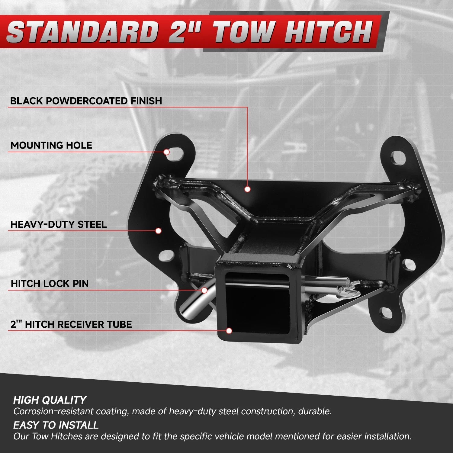 2" Rear Tow Hitch Receiver for Maverick Standard (2013–2017) 1650 lbs