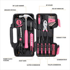 39-Piece Household Toolbox Set for (Pink)