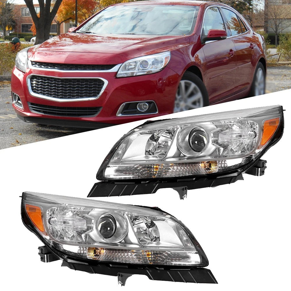 Headlight Pair for Chevy Malibu (2013–2015) Halogen