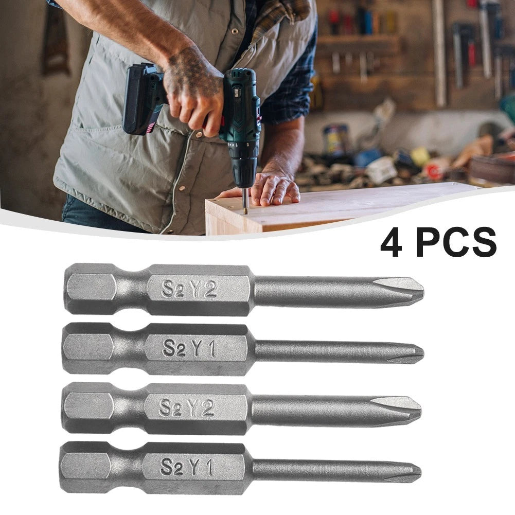 Set of 4 Magnetic Hex Shank Screwdriver Bits for Y1 Y2 (50mm)