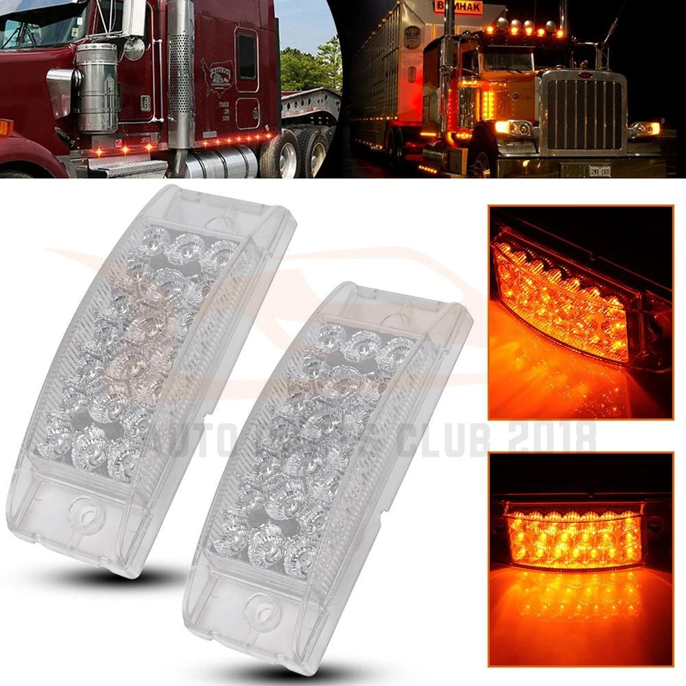 2X 6" Clear Lens Amber LED Side Marker for Universal Truck Trailer