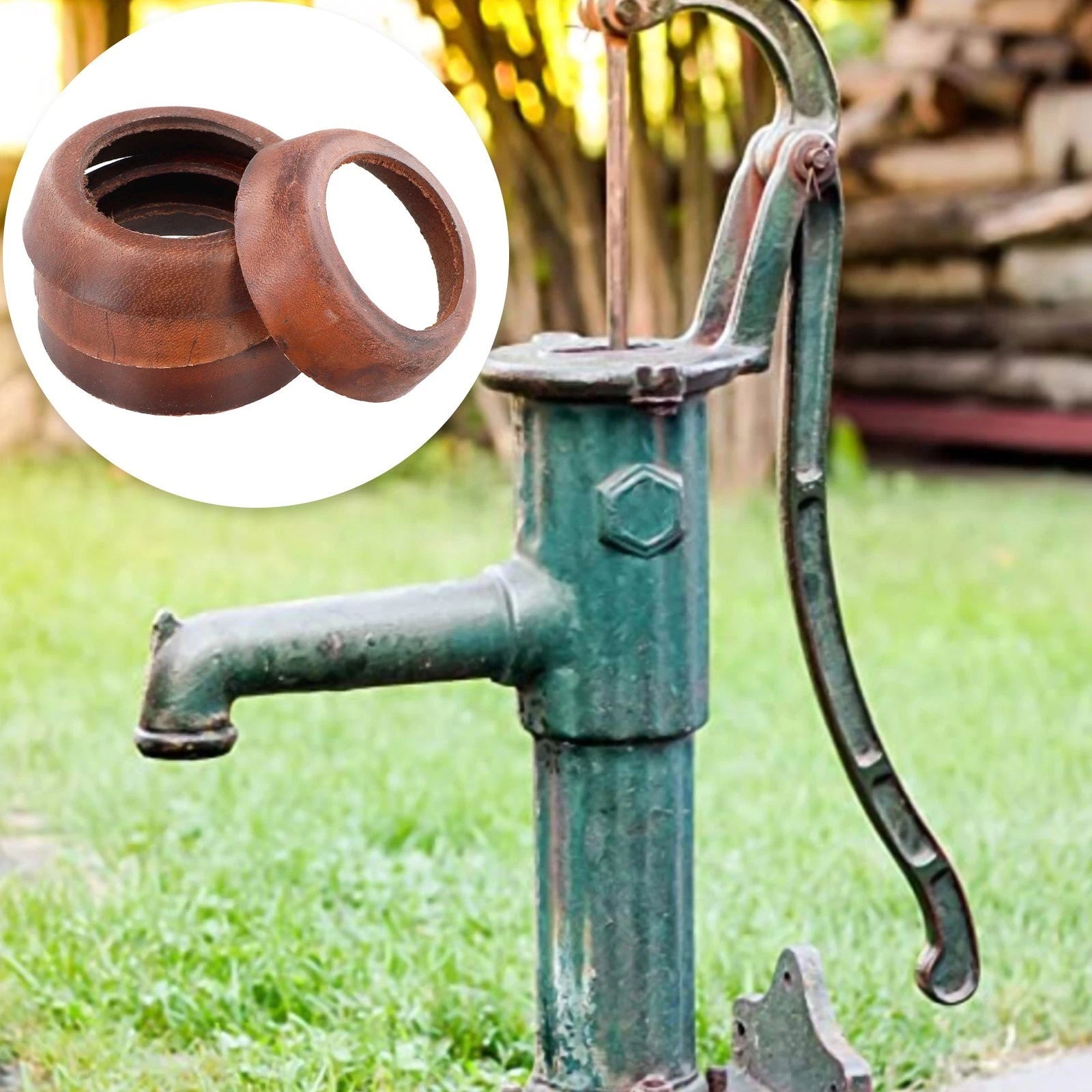 Leather Cuff Pump for Water Pump Repair (0.16 Inches Thickness, 2 Inches Top)