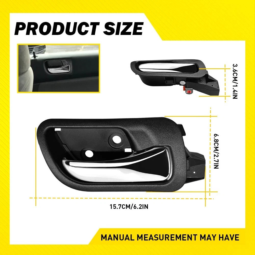 Set of 2 Interior Door Handles for Honda Accord (2003–2007) Chrome Black