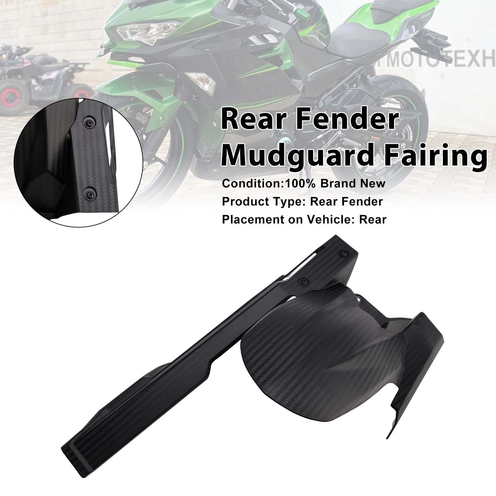 Rear Fender Fairing for Kawasaki Ninja 400 Z400 Ninja 500 Z500 (2018–Present) Black