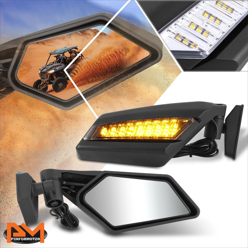 2Pcs Convex Rear View Side Mirrors w/ LED for Can-Am Maverick X3 (2017–2023)