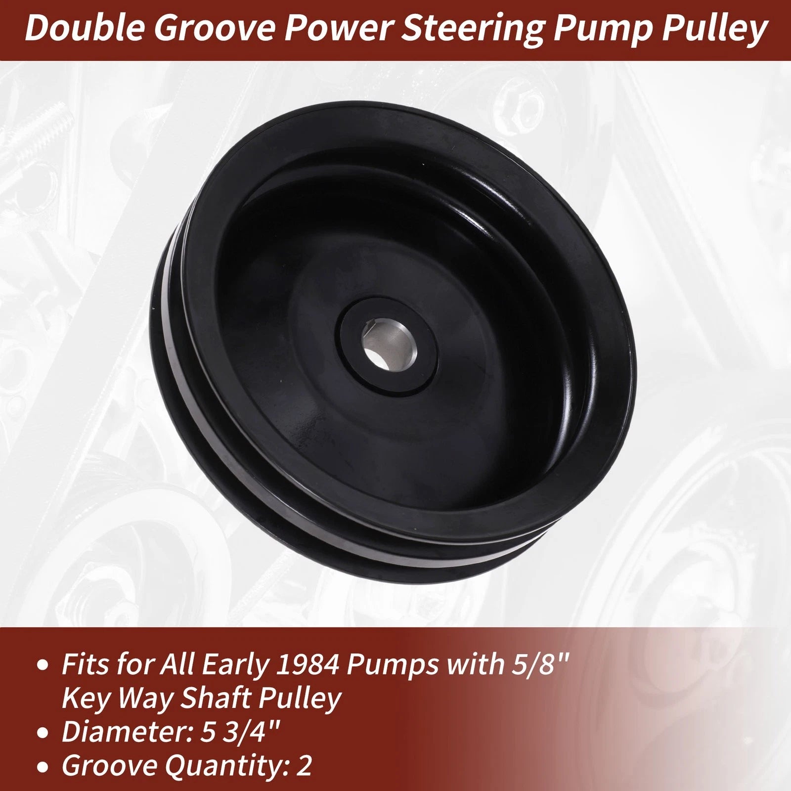 2 Groove Double Groove Power Steering Pump Pulley for Chevy Camaro (1970–1974)
