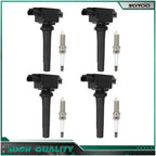 Set of 4 Ignition Coils & 4 Spark Plugs for Mazda 3 CX-3 CX-5 MX-5 (2010–2020)