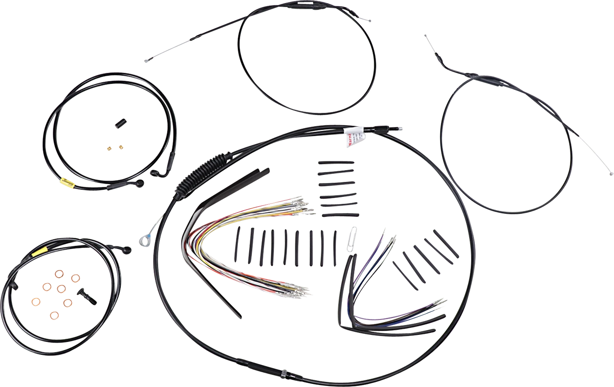 Complete Black Vinyl Handlebar Cable/Line Kit for Ape Hangers (16")