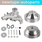 Long Water Pump & 2 Groove Pulley & Crankshaft Pulley for Chevy SBC 350 (1969–1995)