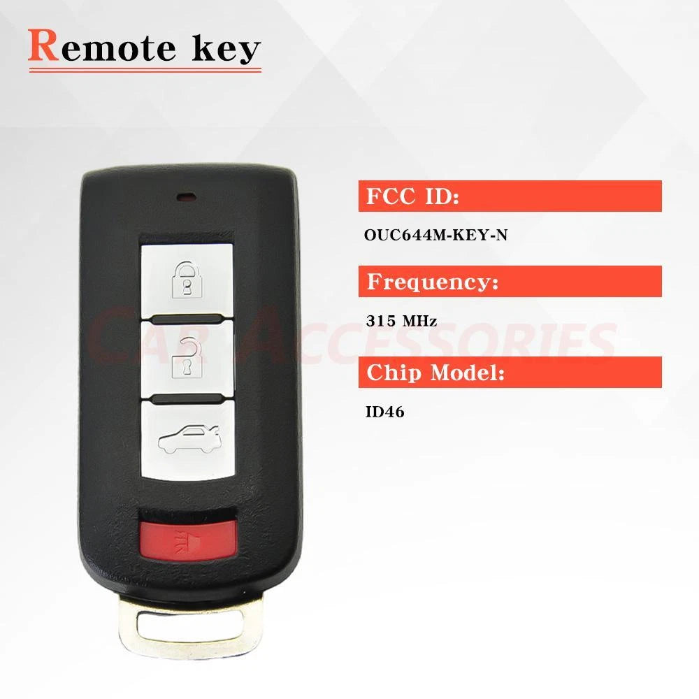 1/2 Remote Key Fob 4 Button 315MHz for Mitsubishi Lancer (2008–2017) OUC644M-KEY-N