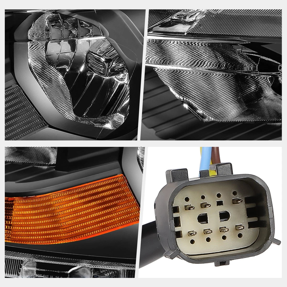 Factory Style Headlight Set for Ford Ranger XL XLT (2019–2023) - Black Housing, Amber Corner