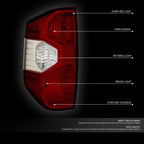 Chrome Housing Dark Red Lens Tail Brake Lights for Toyota Tundra (2014–2021)