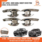 Chrome 4 Door Handle Cover Insert Bowl Trim for Isuzu D-Max Ute (2012-2019)
