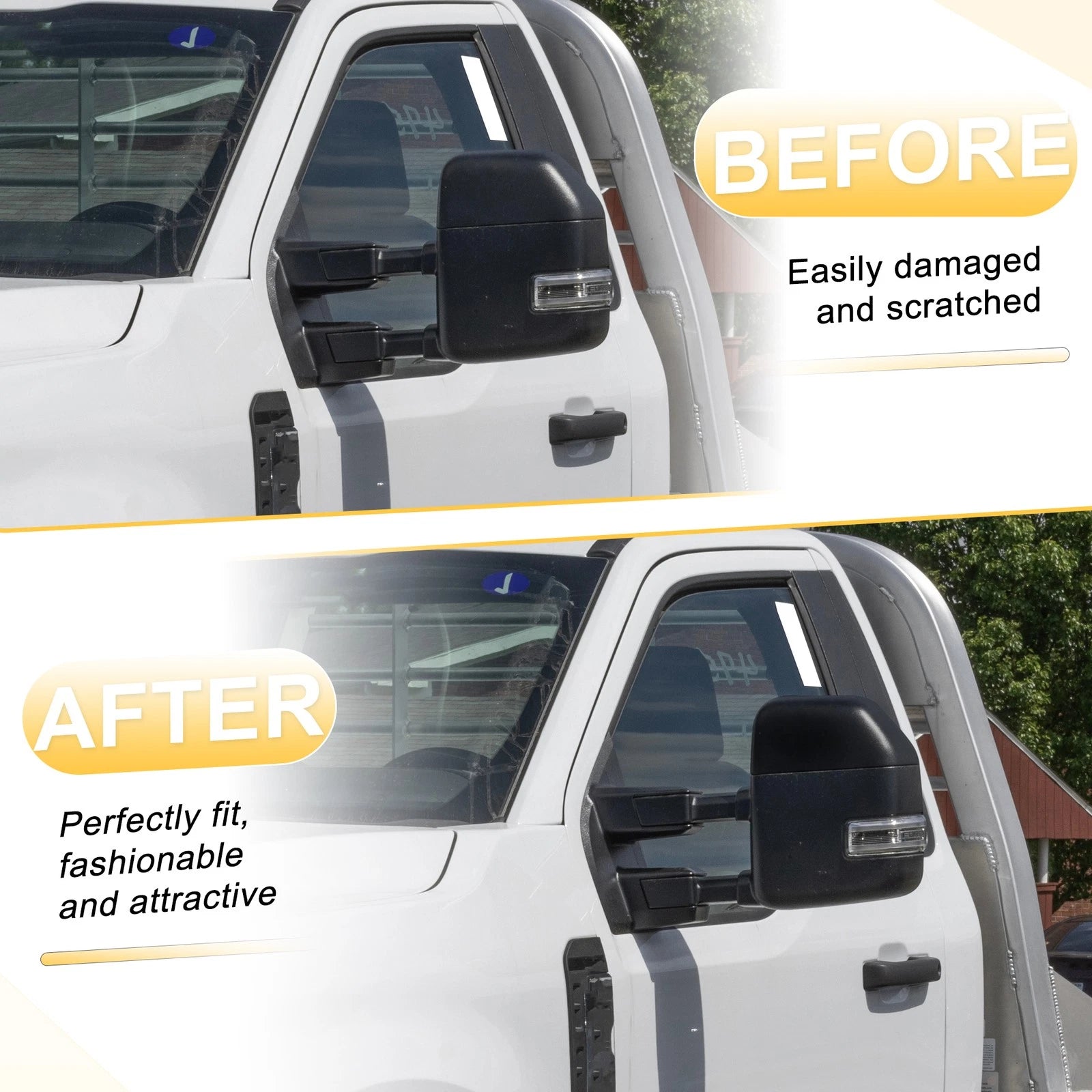 Left Side Mirror Cover Cap Gloss Black for Ford F-250 F-350 F-450 F-550 (2017–2022)