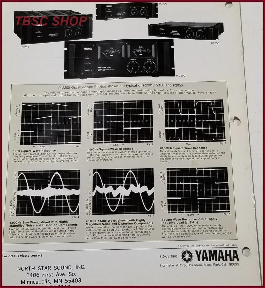 Power Amplifiers for Yamaha P2050 P2100 P2201 P2200 (Original Brochure)