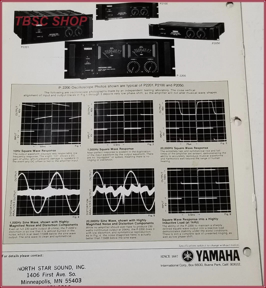 Power Amplifiers for Yamaha P2050 P2100 P2201 P2200 (Original Brochure)