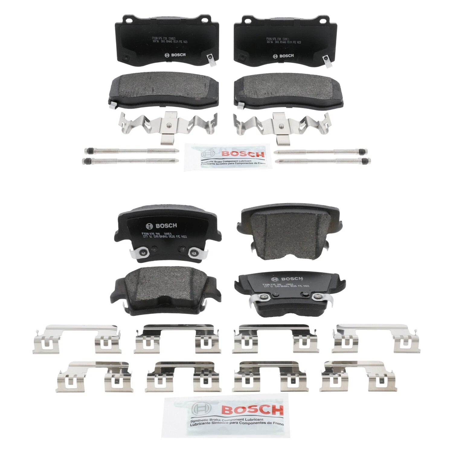 Set of 4 Bosch Quietcast Disc Brake Pads for Dodge Challenger Charger (2015–2023)