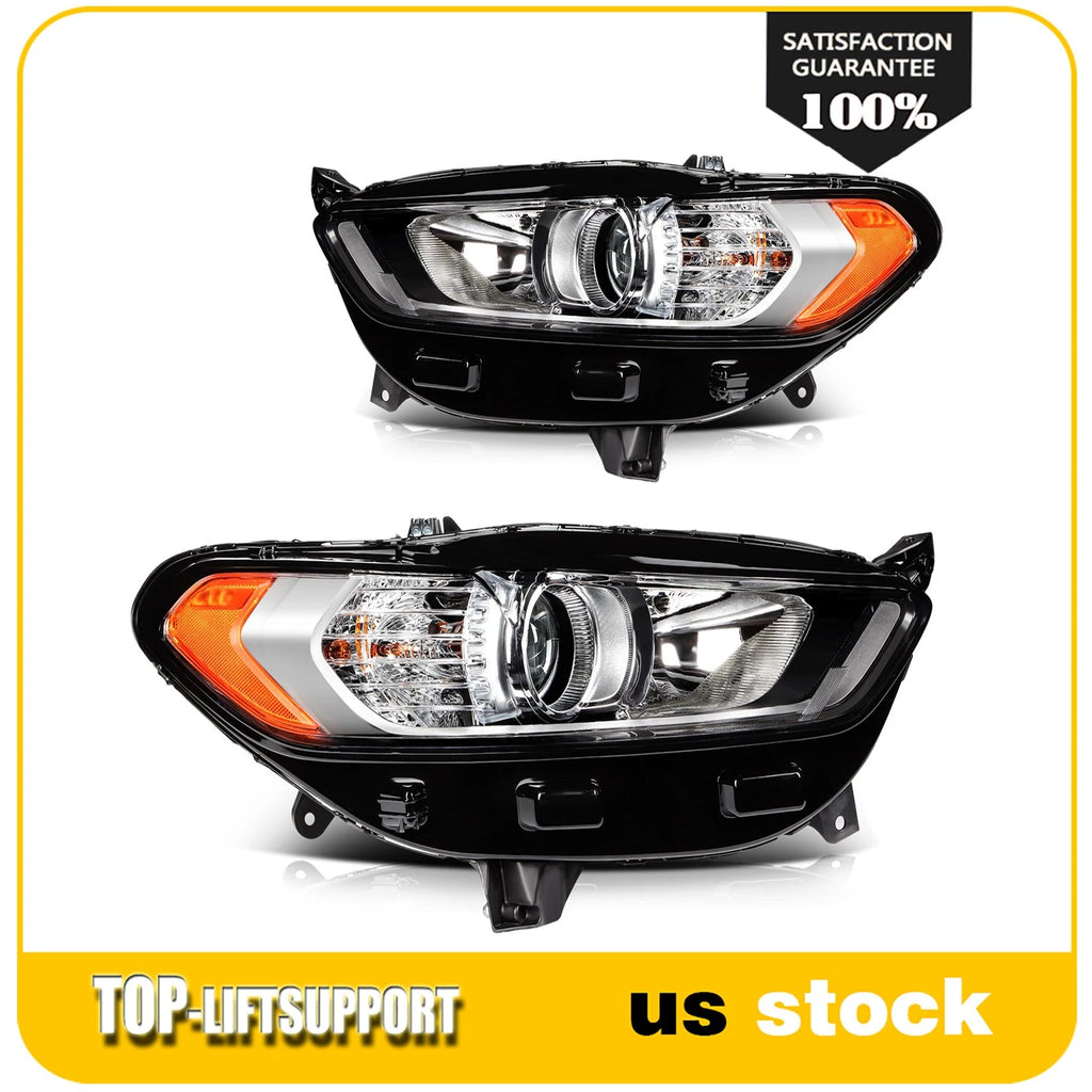Headlight Assembly for Ford Fusion (2013–2016) Chrome Amber Projector