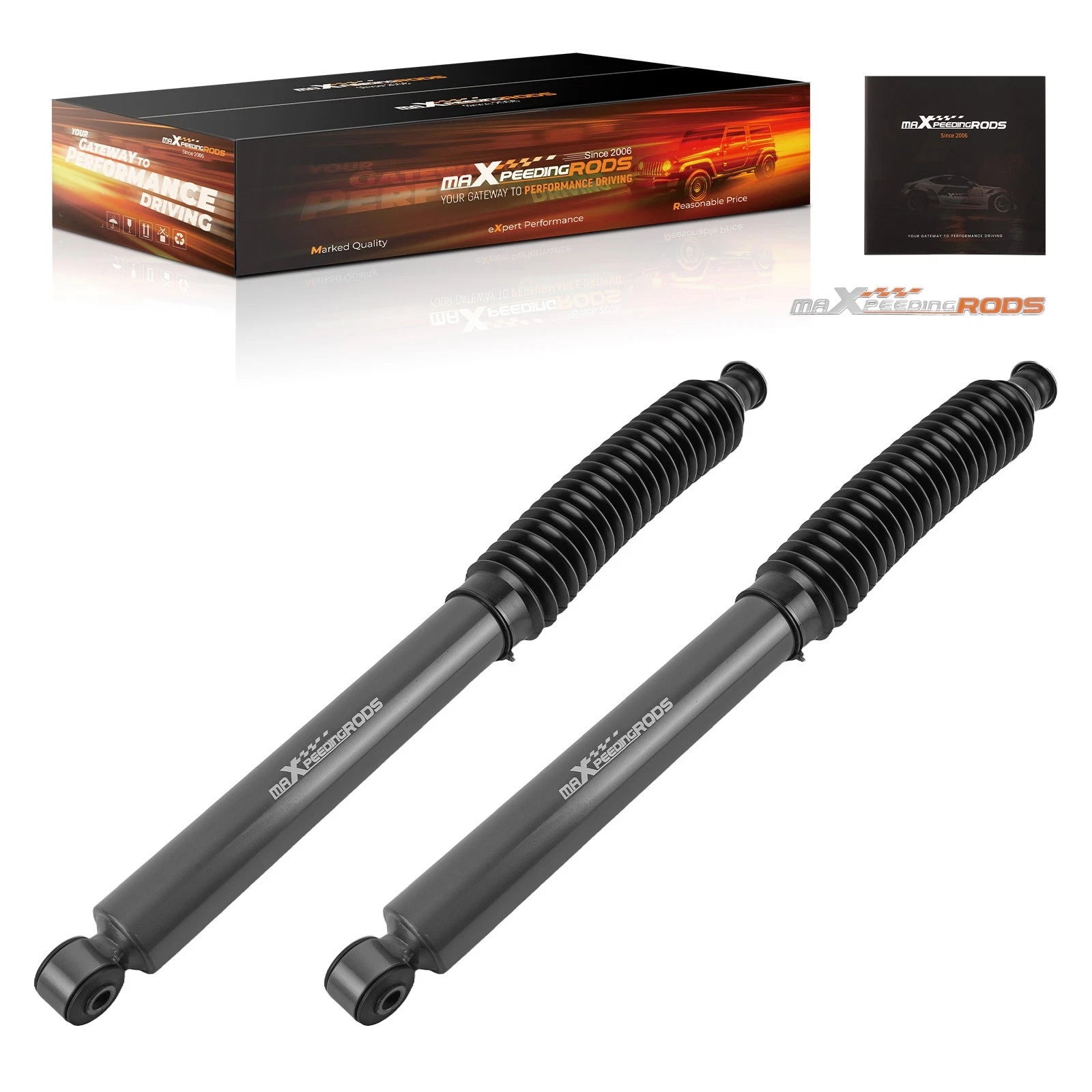 Set of 2 Front Shock Absorbers for Jeep Wrangler JK (2007–2018) Triple-Chromed