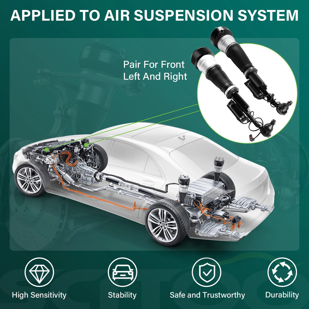 2X Front Air Suspension Struts for Mercedes W221 S500 S550 CL500 CL550 (2007–2013)