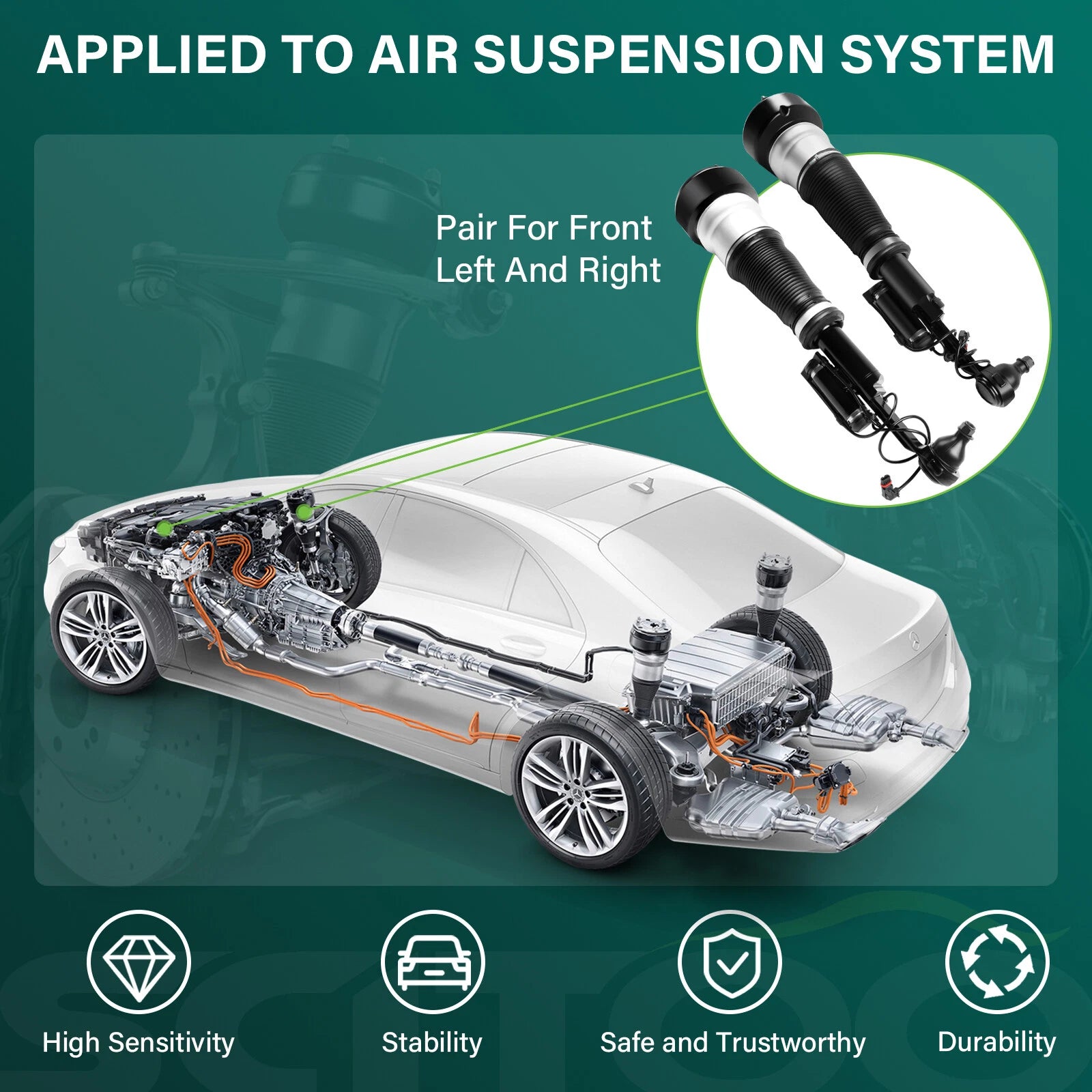 2X Front Air Suspension Struts for Mercedes W221 S500 S550 CL500 CL550 (2007–2013)