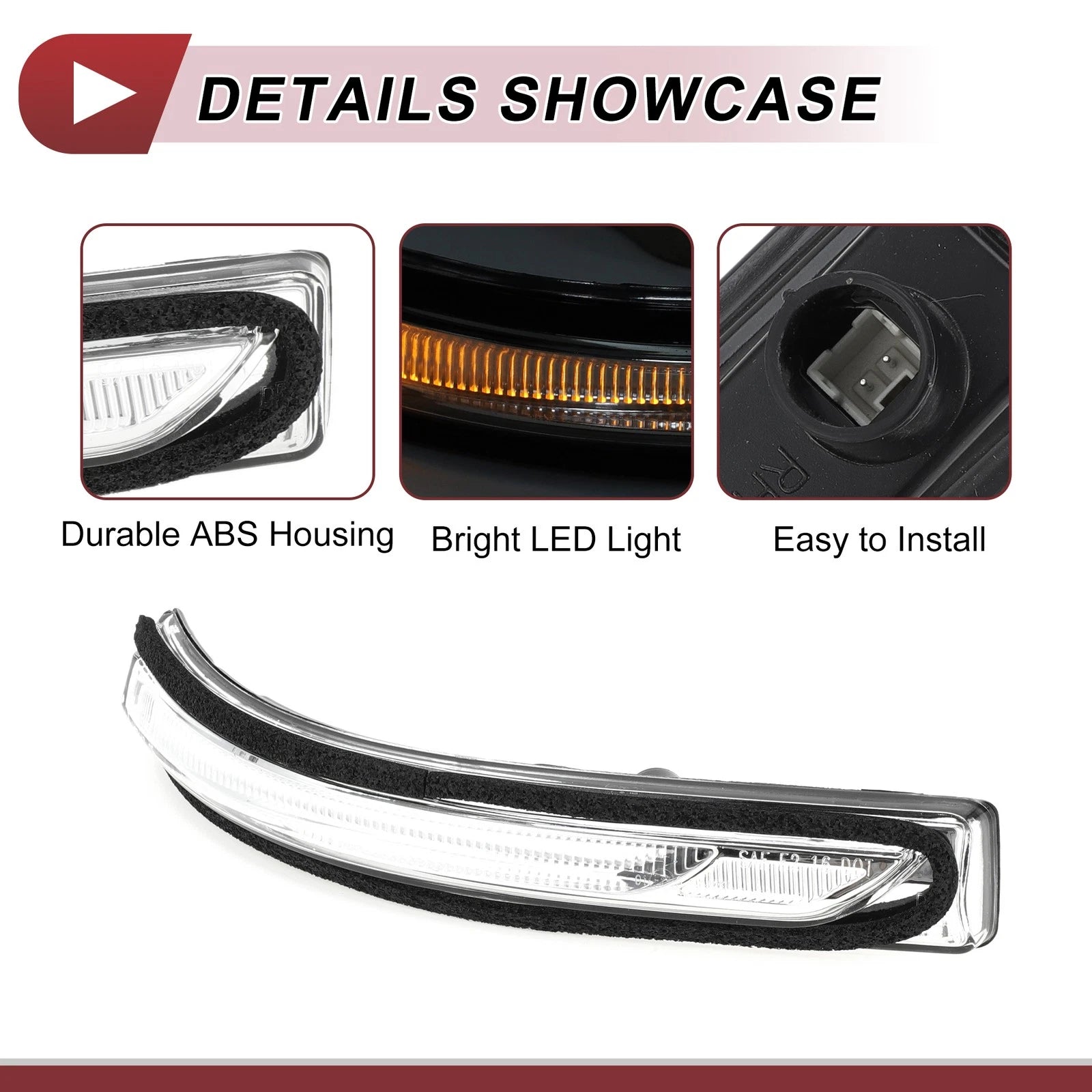Right Mirror Turn Signal Light for KIA Niro (2017–2020) No. 87623G5000 Black Clear