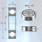 2X 6000ZZ Deep Groove Ball Bearings for Car (10x26x8mm)