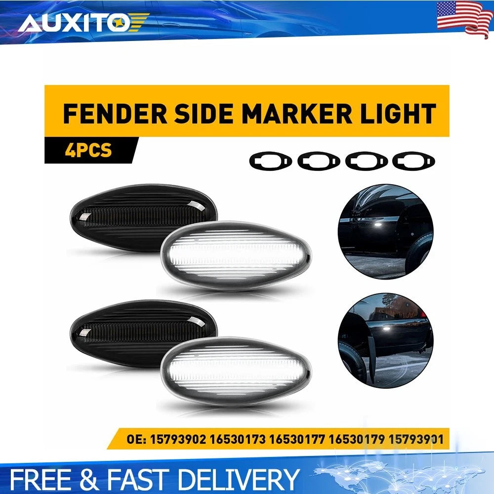 White Light LED Side Marker Lights for Chevy Silverado HD Dually (2001–2014)