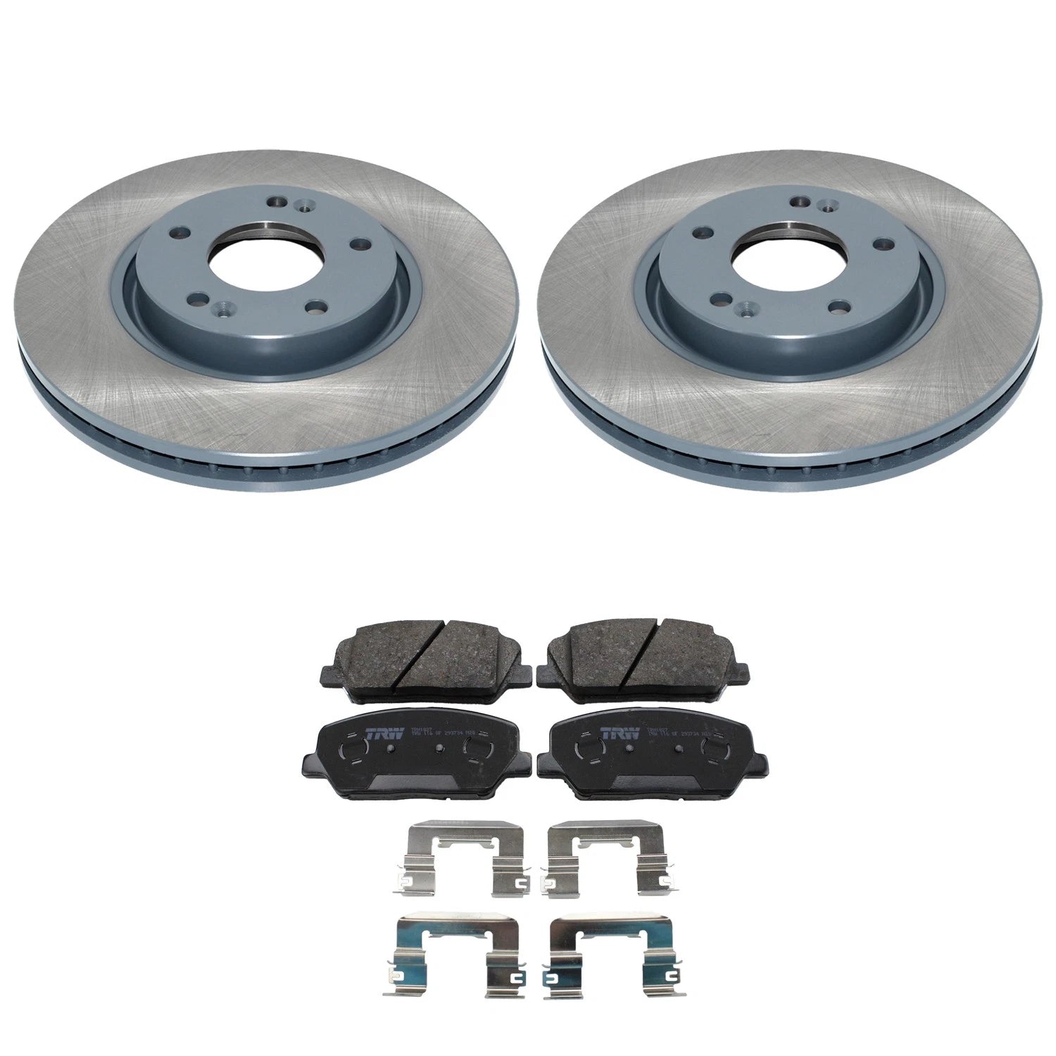 Set of 2 Front Rotors & TRW Pro Low-Met Disc Brake Pad Kit for Veloster (2012–2017)