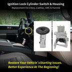 Ignition Lock Cylinder Switch & Housing for Chevy Silverado GMC Sierra (2000-2007)