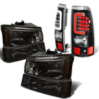 Smoked Crystal Headlight + Black 3D LED Tail Light for Silverado (2003–2007)