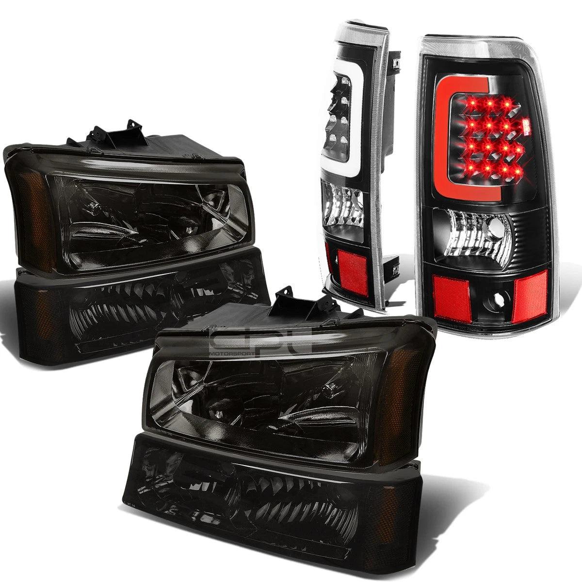 Smoked Crystal Headlight + Black 3D LED Tail Light for Silverado (2003–2007)