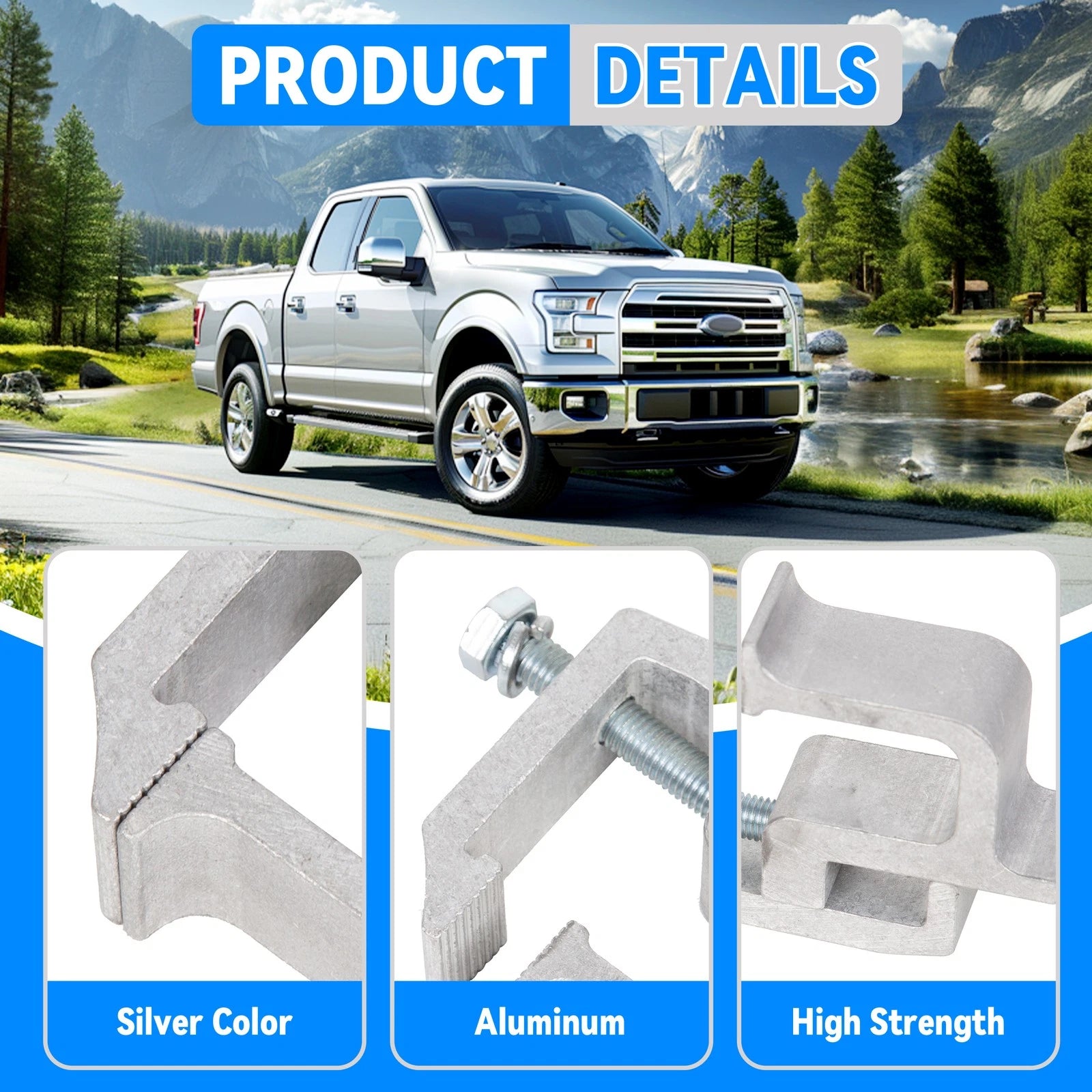Set of 4 Heavy Duty Aluminum Mounting Clamps for Truck Cap Topper