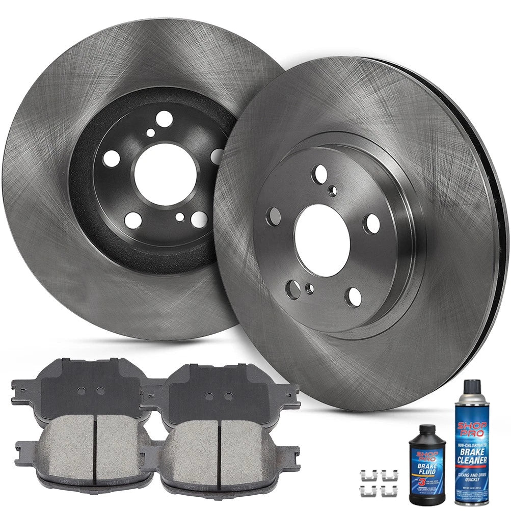 Set of 4 Front Solid Brake Rotors and Ceramic Pads for Scion tC (2005–2010)