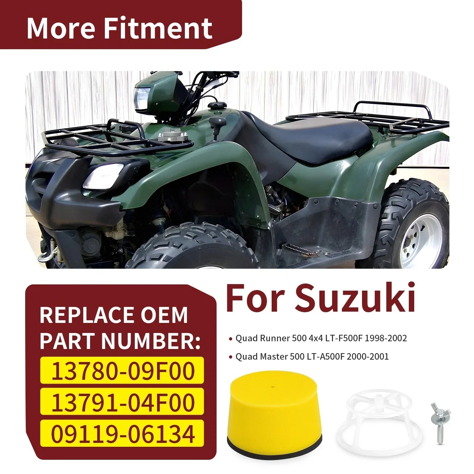 Air Filter Cage Holder Guide with Bolt for Suzuki Quadrunner 500 (1998–2002)