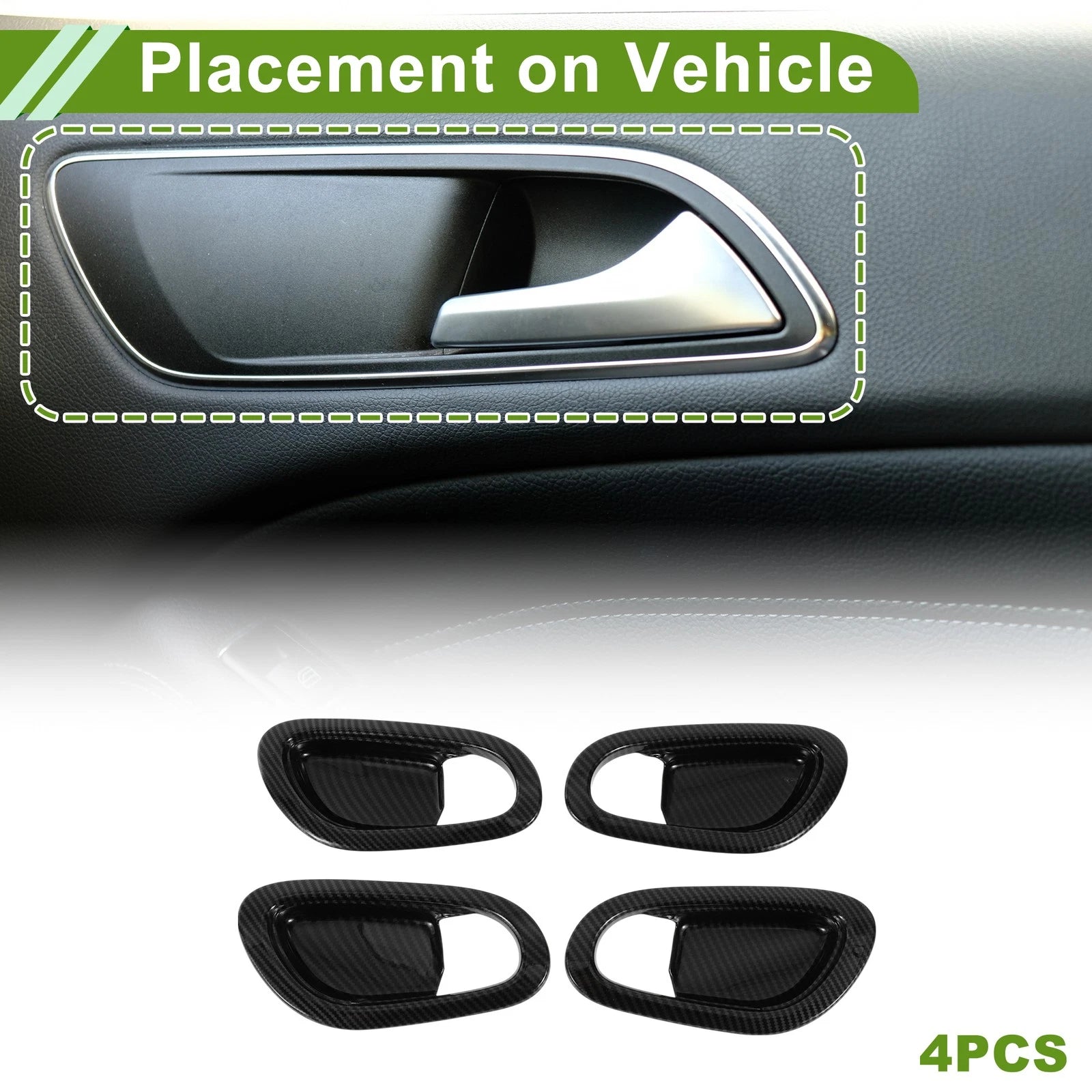 Interior Door Handle Bowl Cover Trim for Nissan NP300 Navara (2015–2023) Carbon Fiber Black