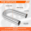 2" OD Stainless Steel Polished 180 Degree Slip-Fit Exhaust U-Bend for Universal