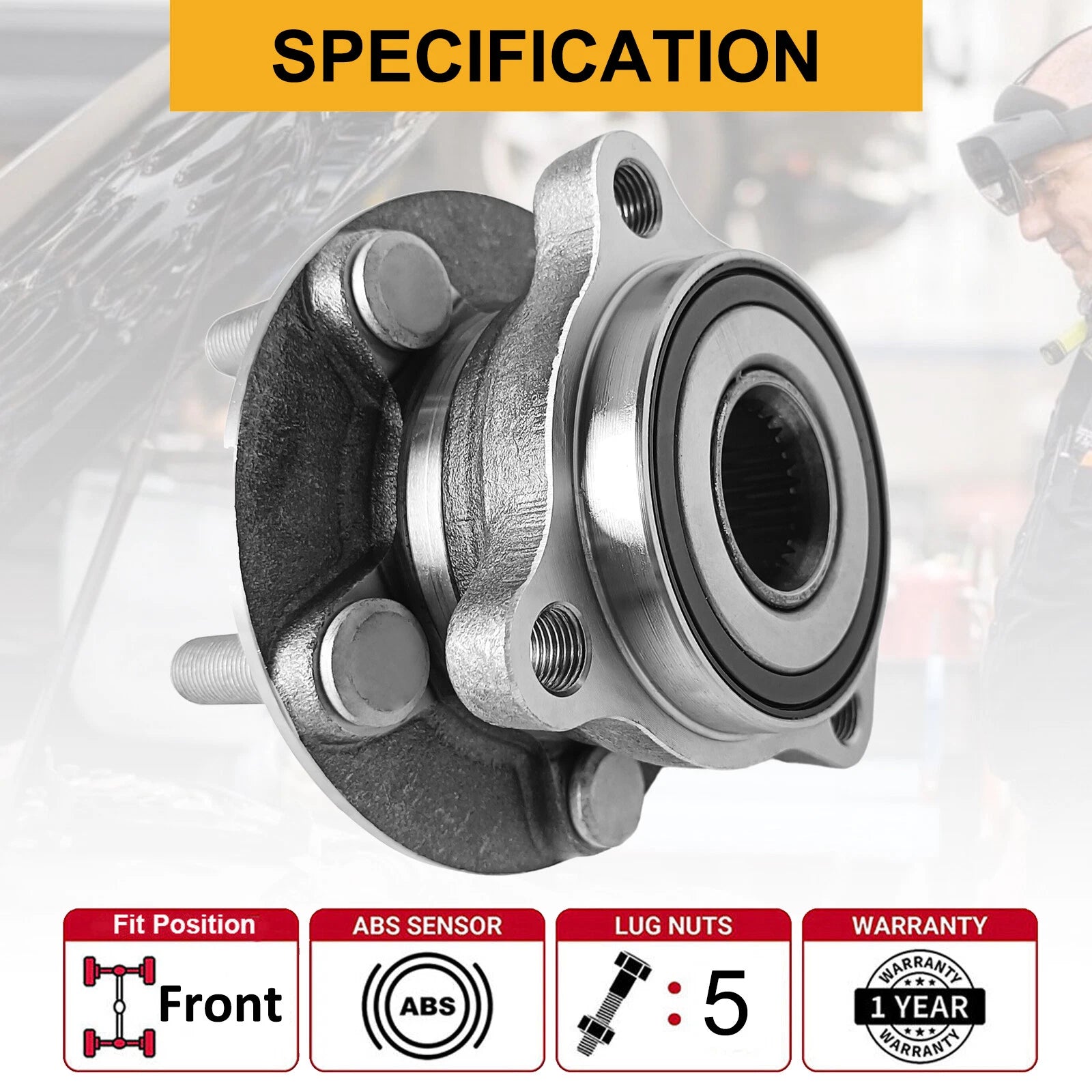 Pair (2) Front Wheel Hub & Bearing Assembly 513220 for Subaru Legacy (2005–2014)