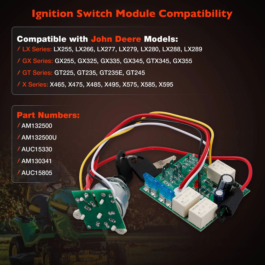 Ignition Switch Module with Keys for John Deere LX255 GX255 (1995-2001)