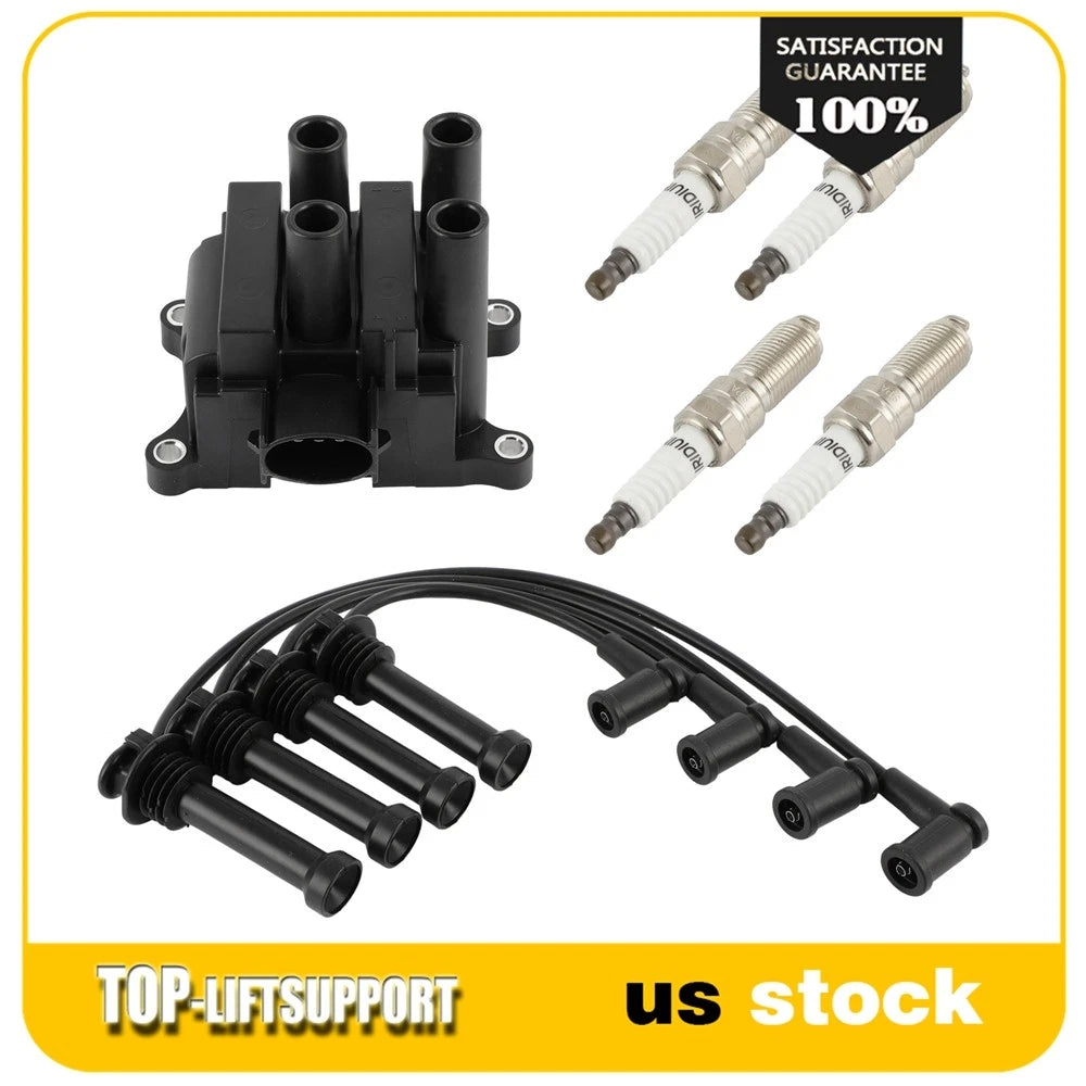 Ignition Coil Set with 4 Spark Plugs and Wires for Ford Contour Escape Focus