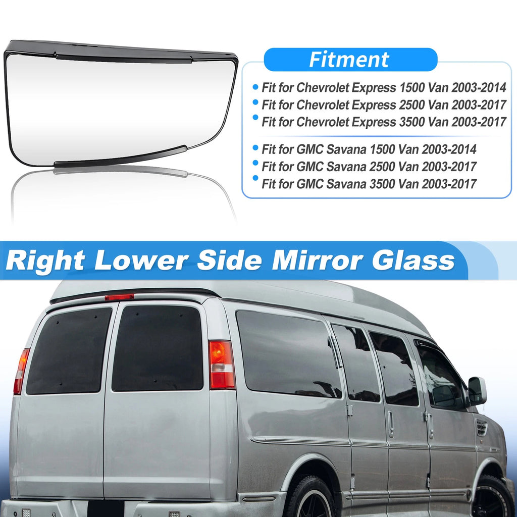 Right Lower Side View Mirror Glass for Chevrolet Express 1500 (2003–2014)