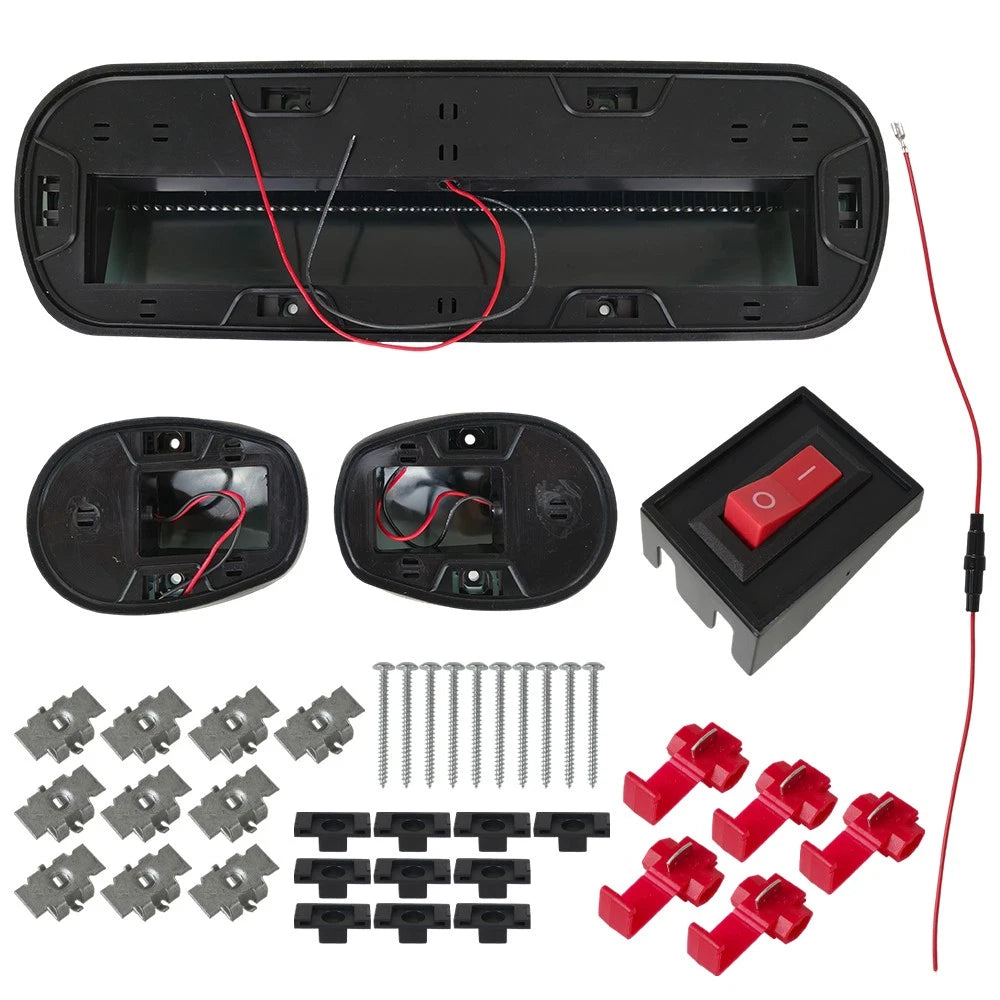 3pc Smoked Lens Cab Roof Marker Running Lights w/Amber LED for Truck SUV