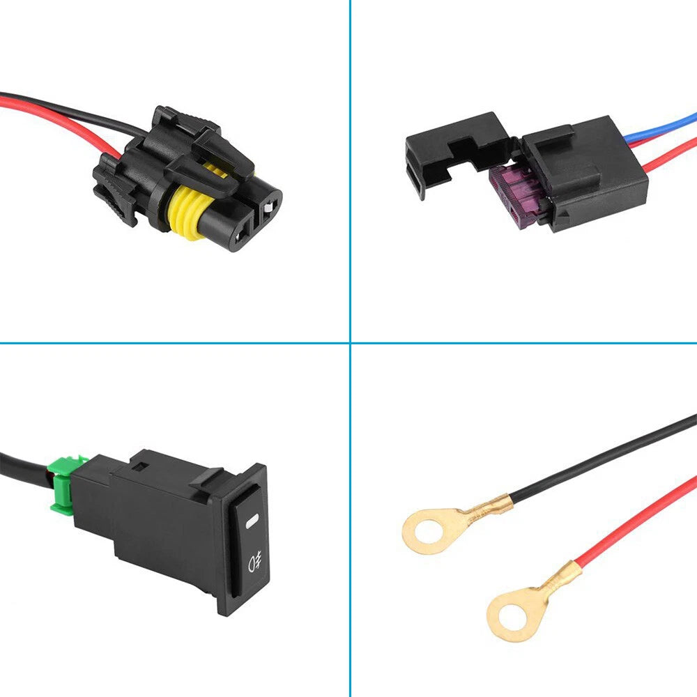 Harness Kit for 12V Car LED Fog Light (On/Off Switch, Wiring, Fuse, Relay)