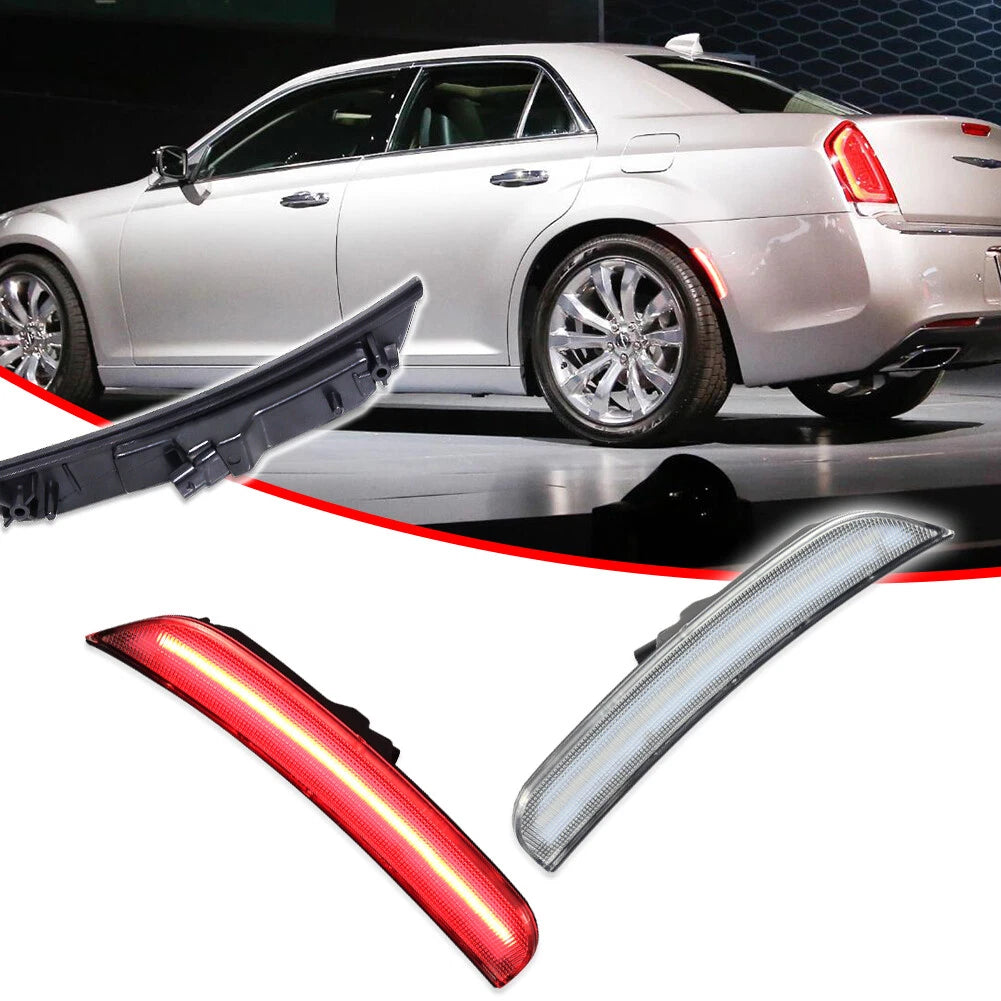 Clear Lens Red LED Rear Side Marker Lights for Chrysler 300 (2015–2023)