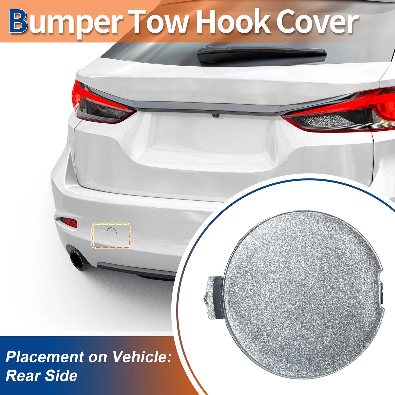 Rear Left Tow Hook Cover for Mazda 6 Atenza (2018–2021) Silver Tone