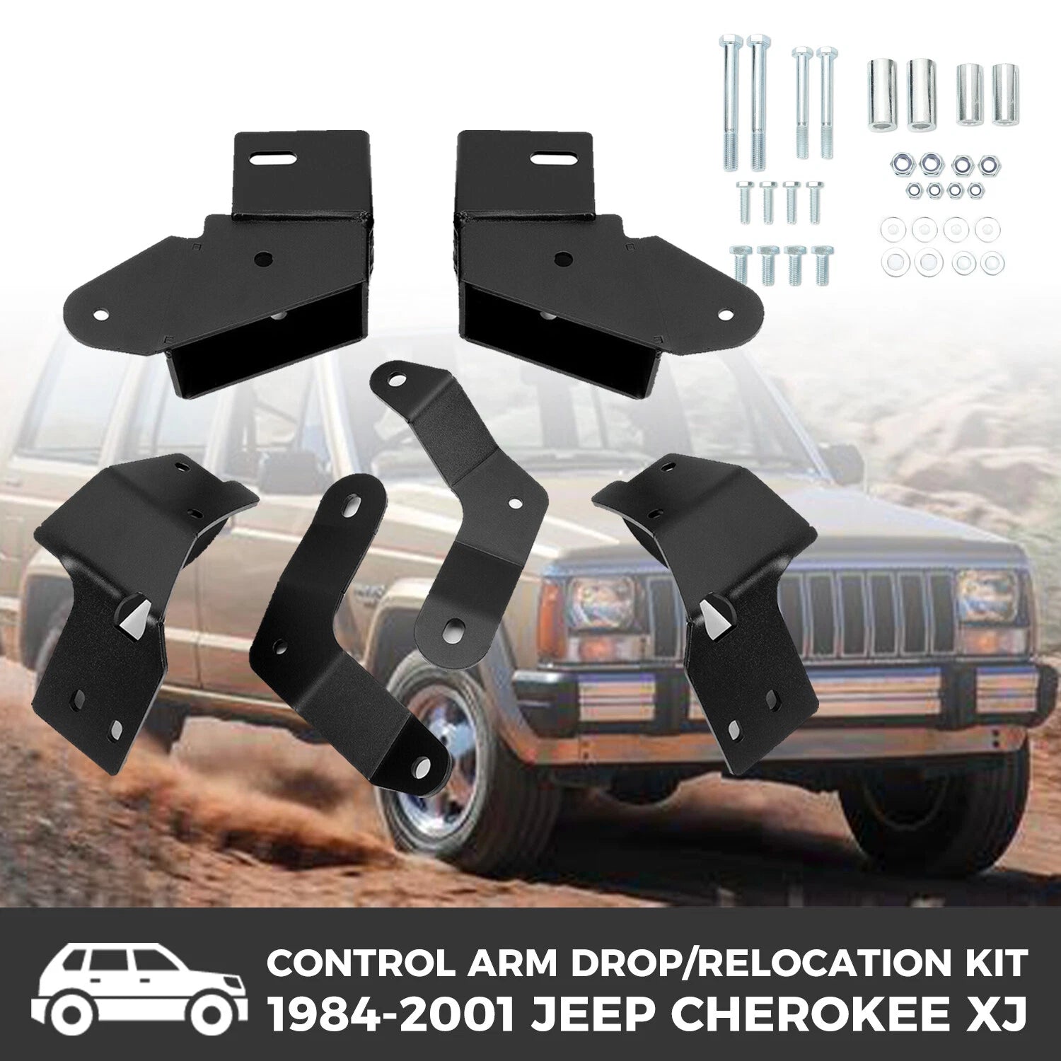Front Control Arm Drop Relocation Bracket Kit for Jeep Cherokee XJ MJ (1984–2001)