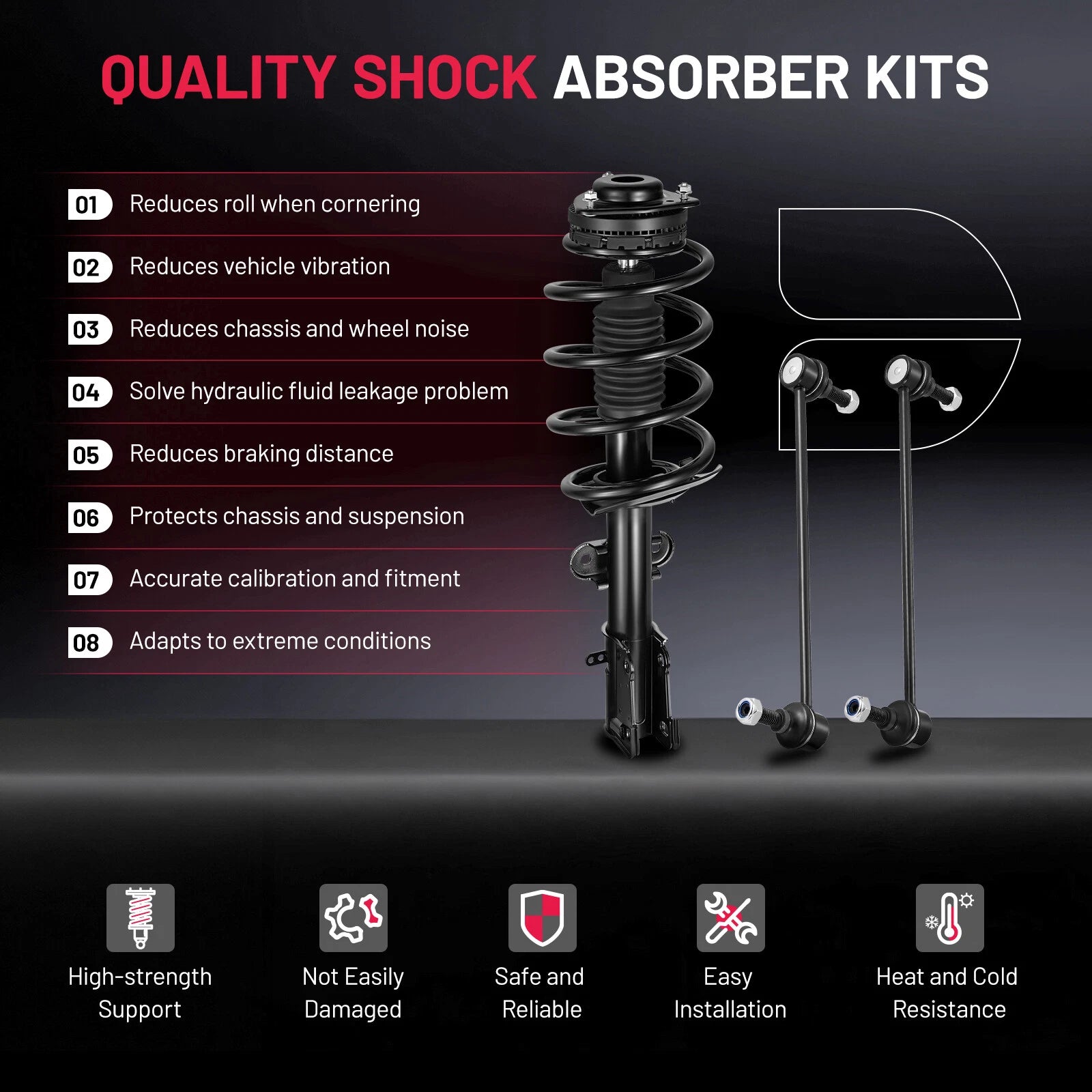 Front Struts & Coil Spring Sway Bar Links for Dodge Grand Caravan (2008-2020)