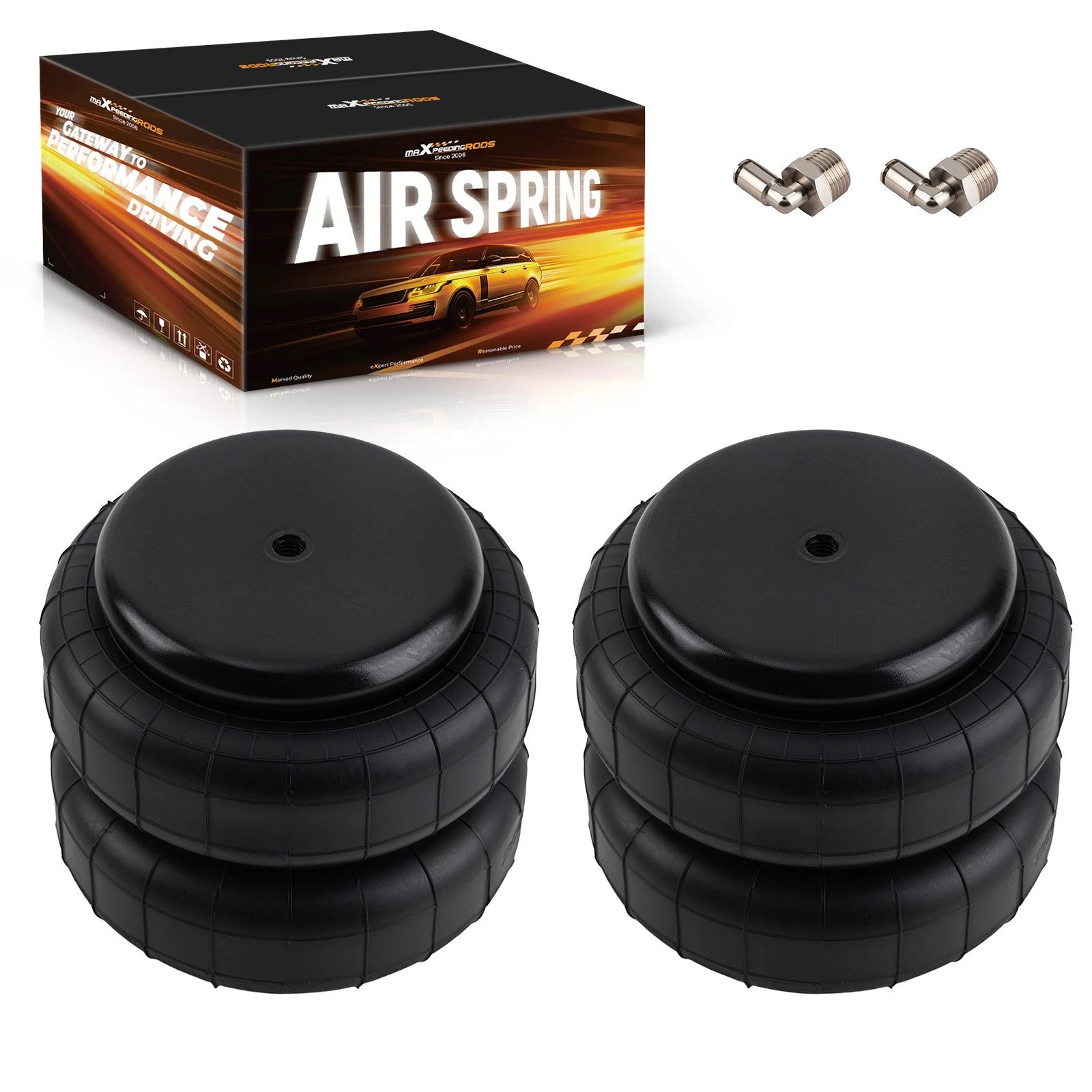 2X Air Ride Suspension Bags for 2500 (Heavy Duty, 1/2" NPT, Single Port)